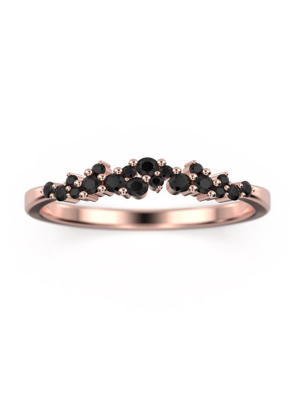 0.25ct Aurora Black Diamond Moissanite 10K Rose GoldWedding Band