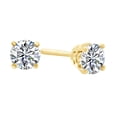 thumbnail image 1 of AFFY (0.25cttw) Round Cut White Natural Diamond Solitaire Stud Earring In 14k Yellow Gold, 1 of 1
