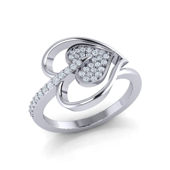 0.25ctw Round Cut Diamond Prong Women's Heart Fancy Engagement Ring Bridal Solid 10K Gold JK I1