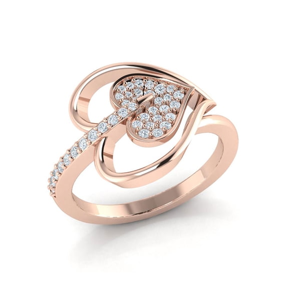 0.25ctw Round Cut Diamond Prong Women's Heart Fancy Engagement Ring Bridal Solid 10K Gold JK I1