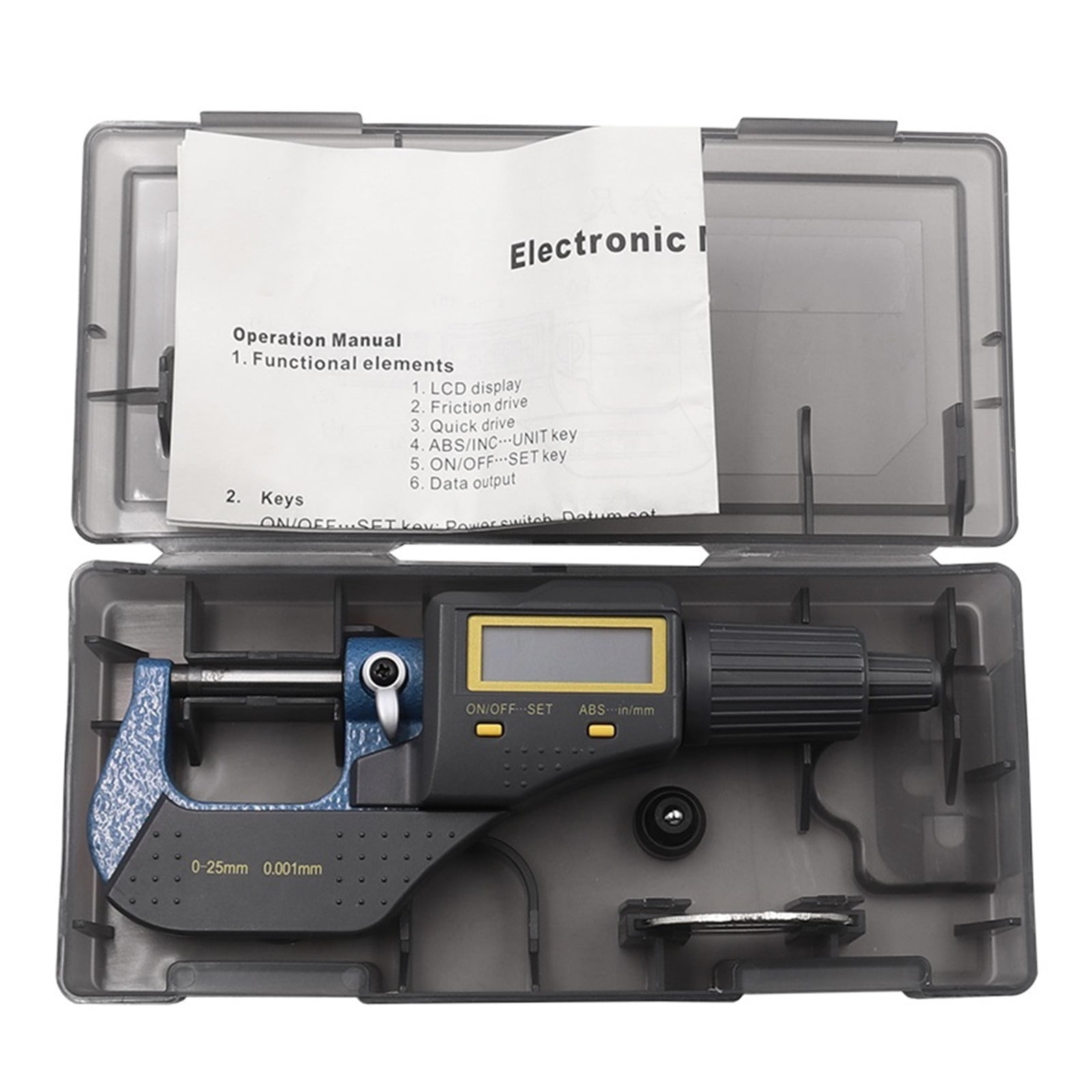 0-25mm 0.001mm Steel Electronic Outside Digital Micrometer Screw Large LCD Screen Digital Vernier Micrometer Caliper Gauge