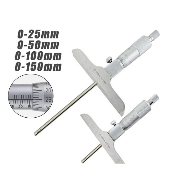 0-25mm 0-50mm 0-100mm 0-150mm Depth Micrometer 0.01mm Depth Micrometer Gauge With Rods Depth Caliper Measuring Tools ,Precision Measuring
