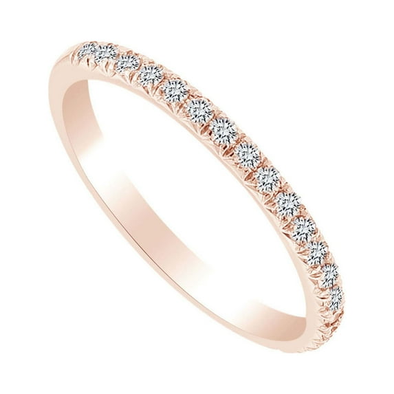 AFFY 0.26 Carat Round Shape White Natural Diamond Wedding Anniversary Band Ring 18k Solid Rose Gold Ring Size-9.5