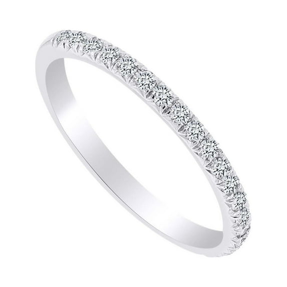 AFFY 0.26 Carat Round Shape White Natural Diamond Wedding Anniversary Band Ring 18k Solid White Gold Ring Size-9