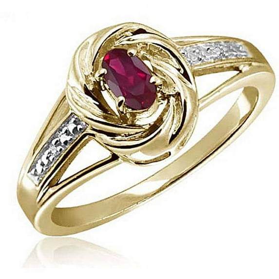 0.26 Carat Ruby Gemstone and Accent White Diamond Ring
