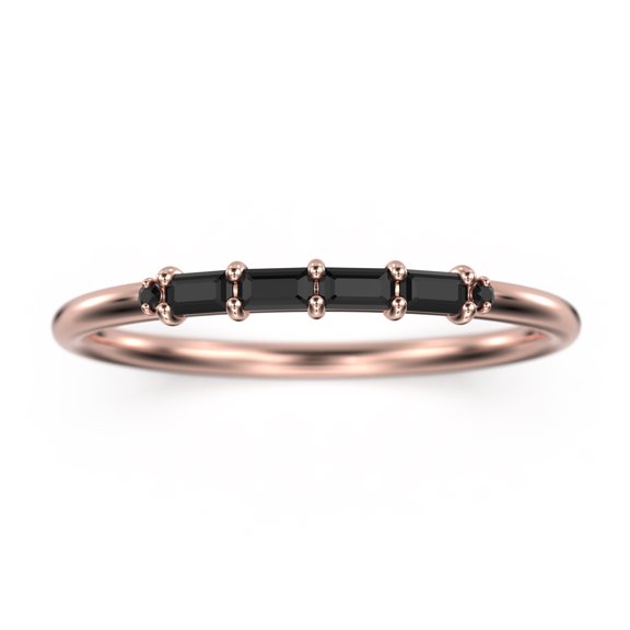 0.26ct Black Diamond Moissanite 18K Rose Gold Over Silver Morse Code Rings