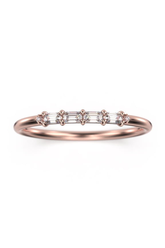 0.26ct Diamond Moissanite 10K Rose GoldMorse Code Rings