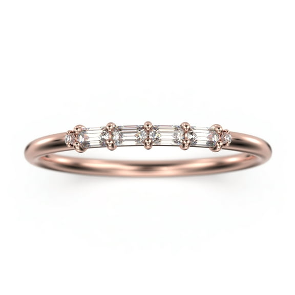 0.26ct Diamond Moissanite 10K Rose GoldMorse Code Rings