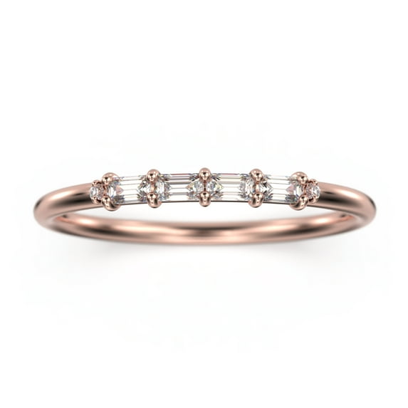 0.26ct Diamond Moissanite 18K Rose Gold Over Silver Morse Code Rings