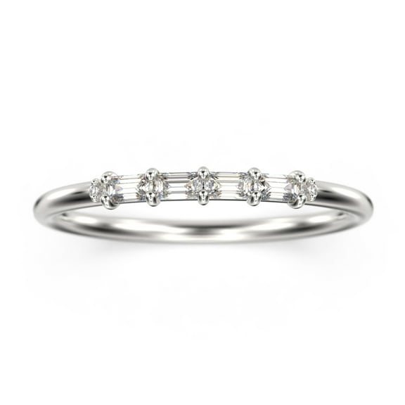 0.26ct Diamond Moissanite 18K White Gold Over Silver Morse Code Rings