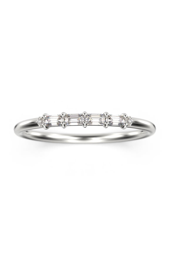 0.26ct Diamond Moissanite 18K White Gold Over Silver Morse Code Rings