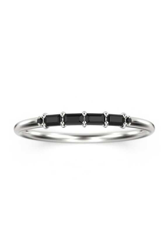 0.26ct black diamond moissanite 10k White Gold Morse Code Rings