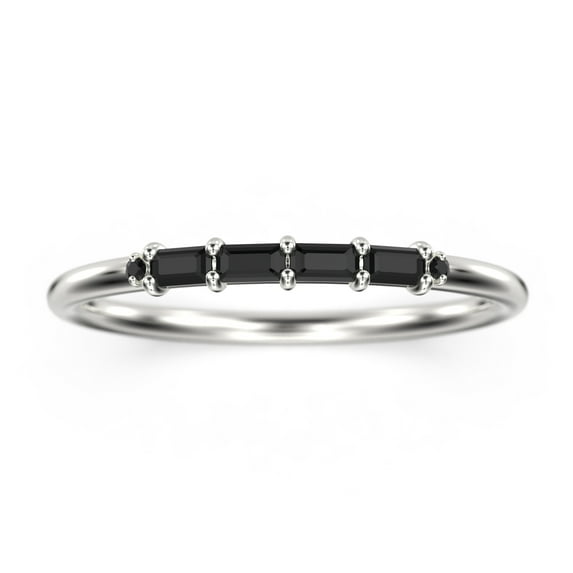 0.26ct black diamond moissanite 10k White Gold Morse Code Rings