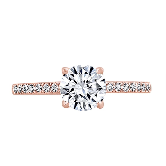 AFFY 0.27 Carat (Cttw) White Natural Diamond Semi Mount Classic Halo Engagement Ring In 14k Solid Rose Gold (I-J Color, I2-I3 Clarity) Ring Size-6.5