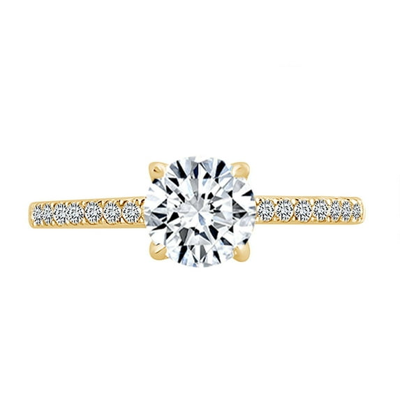 AFFY 0.27 Carat (Cttw) White Natural Diamond Semi Mount Classic Halo Engagement Ring In 14k Solid Yellow Gold (I-J Color, I2-I3 Clarity) Ring Size-5.5