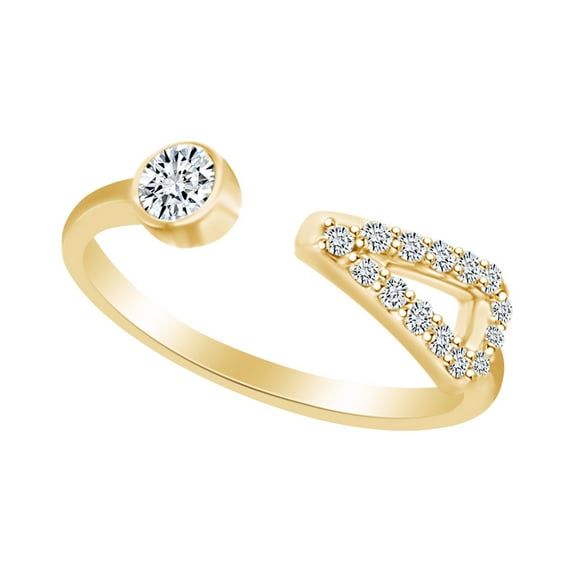 AFFY 0.27 Carat (Ctw) Round Shape White Natural Diamond Geometric Engagement Ring In 14k Yellow Gold Ring Size-10