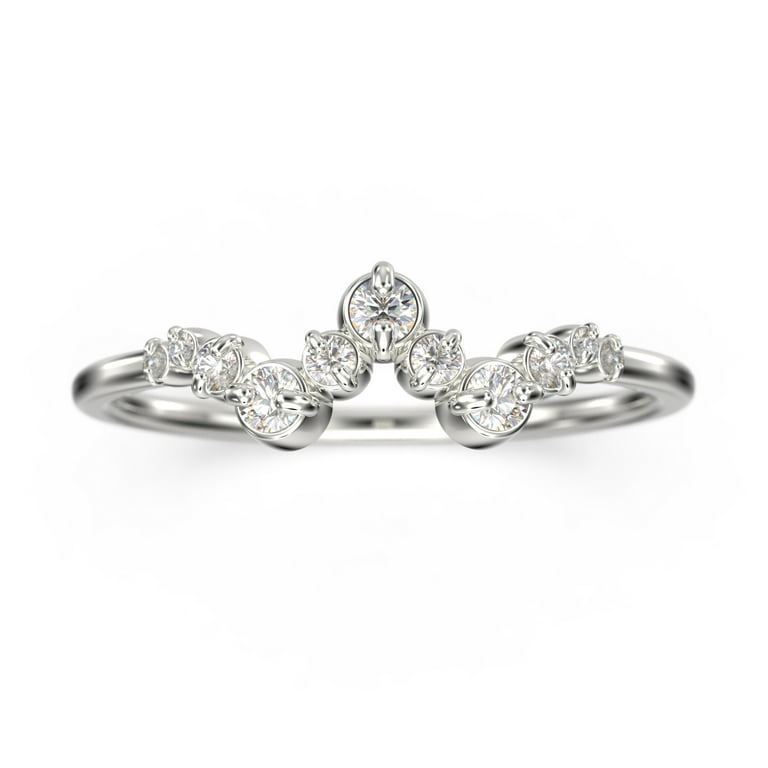 0.27ct Round Diamond Moissanite 10k White Gold Wedding Band
