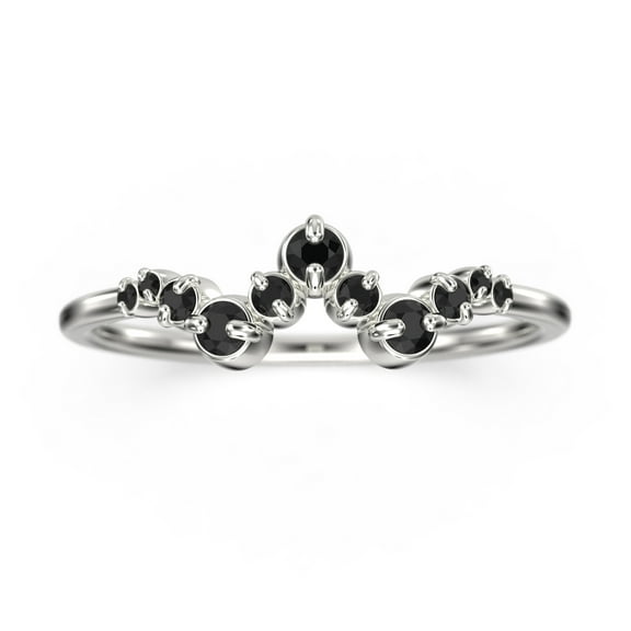 0.27ct Round black diamond moissanite 10k White Gold Wedding Band