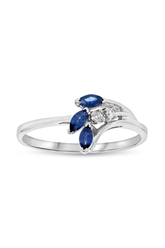 0.28 CTW Diamond & Sapphire Ring, 14K Gold - Size 4
