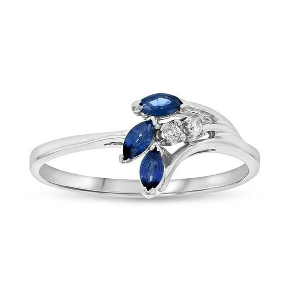 0.28 CTW Diamond & Sapphire Ring, 14K Gold - Size 5.5