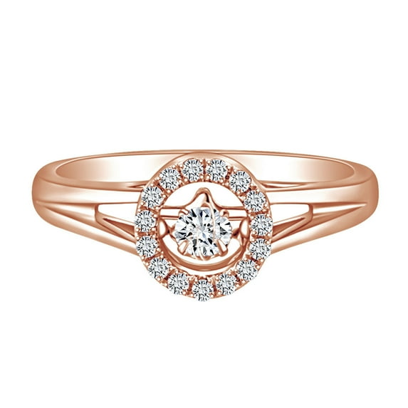 AFFY 0.28 Carat (Cttw) Round Shape White Natural Diamond Heart Engagement Promise Ring In 14k Solid Rose Gold Ring Size-8