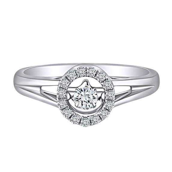 AFFY 0.28 Carat (Cttw) Round Shape White Natural Diamond Heart Engagement Promise Ring In 14k Solid White Gold Ring Size-7