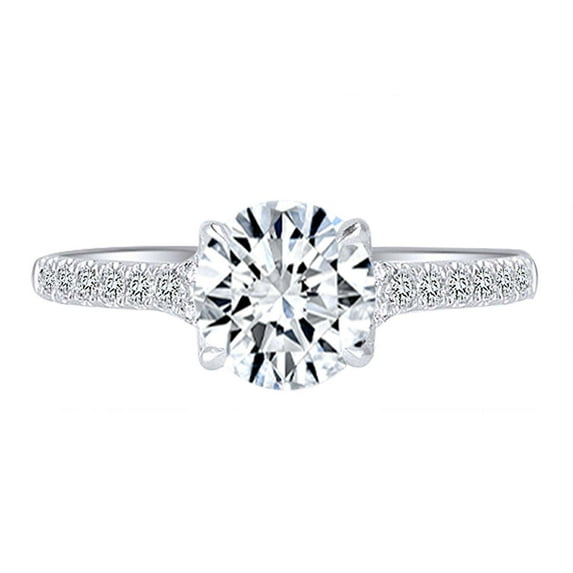 AFFY 0.28 Carat (Cttw) Round White Natural Diamond Semi Mount Engagement Ring In 14k Solid White Gold (I-J Color, I2-I3 Clarity) Ring Size-5.5