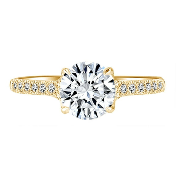 AFFY 0.28 Carat (Cttw) Round White Natural Diamond Semi Mount Engagement Ring In 14k Solid Yellow Gold (I-J Color, I2-I3 Clarity) Ring Size-6