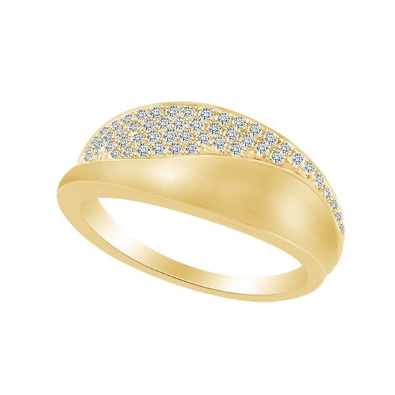 AFFY 0.28 Carat (Ctw) Round Cut White Natural Diamond Fashion Anniversary Wedding Band Ring In 14k Yellow Gold Ring Size-8