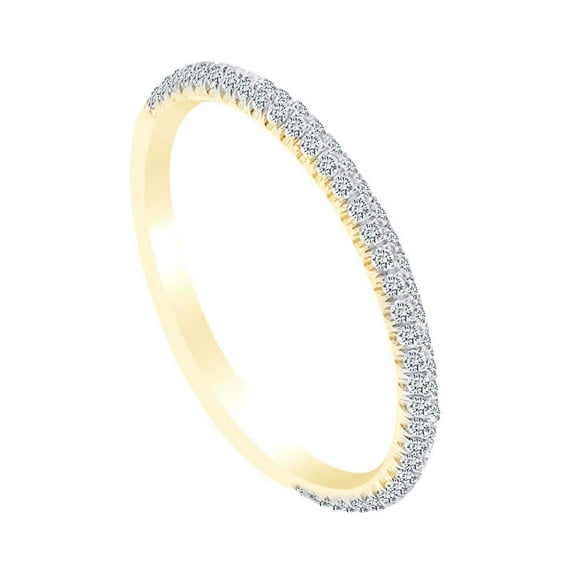 AFFY 0.28 Carat Round Shape White Natural Diamond Engagement Ring 18k Solid Yellow Gold Ring Size-7.5