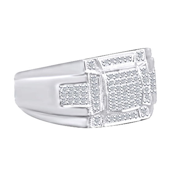 AFFY 0.28 Carat Round Shape White Natural Diamond Men's Wedding Engagement Ring 10k Solid White Gold Ring Size-9.5
