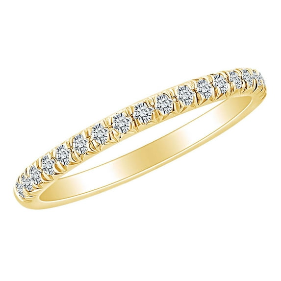 AFFY 0.28 Carat Round Shape White Natural Diamond Wedding Anniversary Band Ring 18k Solid Yellow Gold Ring Size-9