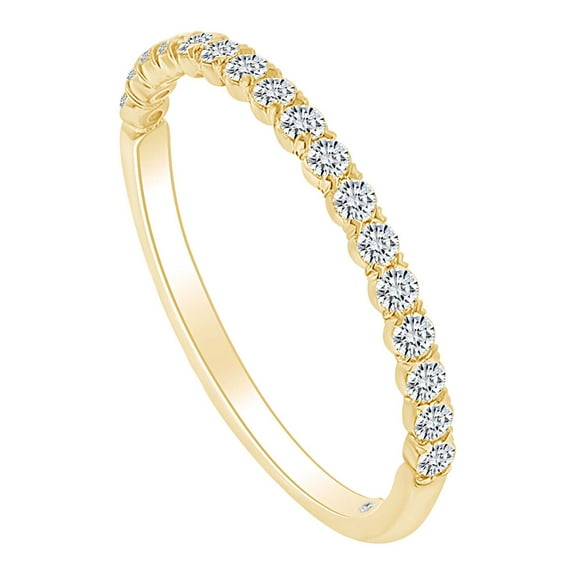 AFFY 0.28 Carat Round Shape White Natural Diamond Wedding Eternity Band Ring 18k Solid Yellow Gold Ring Size-7