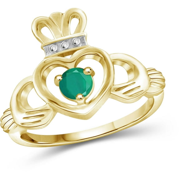 JewelersClub 0.28 Carat T.G.W. Emerald 14K Gold Over Silver Heart Crown Ring
