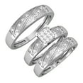 thumbnail image 1 of 0.28 Carat (ctw) 14K Gold Round Cut Diamond Men & Women's Cluster Engagement Ring Trio Bridal Set 1/4 CT, 1 of 1