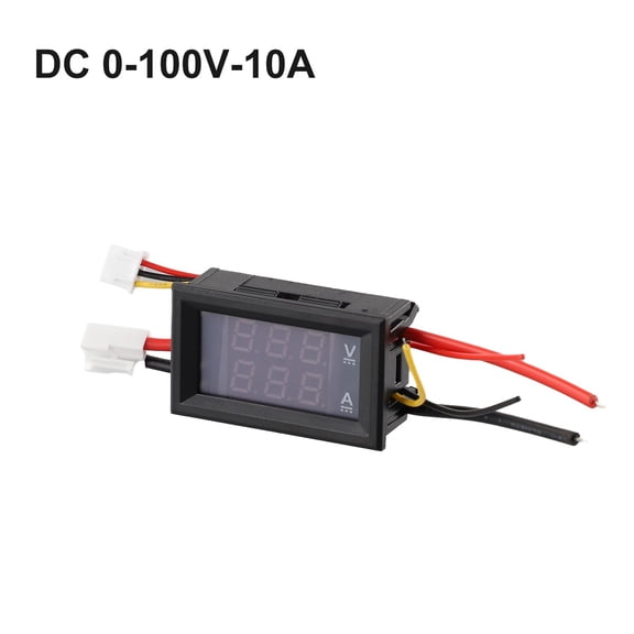 0.28" Digital Voltmeter Ammeter DC 0-100V 10A, Red & Blue Dual LED Display Panel with Connect Wires, 2 in 1 Volt Amp Monitor Tester Used for Electronic Circuit Experiments EV Cars Boats