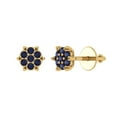 thumbnail image 1 of 14K Solid Gold Screw Back Stud Earrings for Women | 0.35 cttw Round Cut Simulated Blue Sapphire | Yellow Gold, 1 of 5