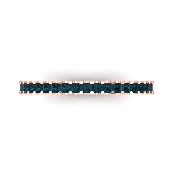 0.285 ctw Wedding Band for Women - 14K Rose Gold Natural London Blue Topaz Stackable Eternity Ring