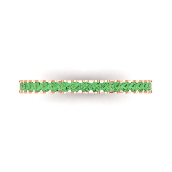 0.285 ctw Wedding Band for Women - 14K Rose Gold Simulated Green Diamond Stackable Eternity Ring