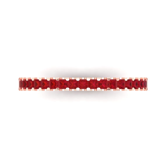 0.285 ctw Wedding Band for Women - 14K Rose Gold Simulated Ruby Stackable Eternity Ring