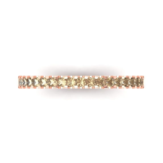 0.285 ctw Wedding Band for Women - 14K Rose Gold Yellow Moissanite Stackable Eternity Ring