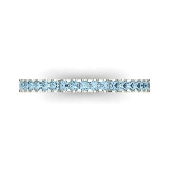 0.285 ctw Wedding Band for Women - 14K White Gold Natural Sky Blue Topaz Stackable Eternity Ring
