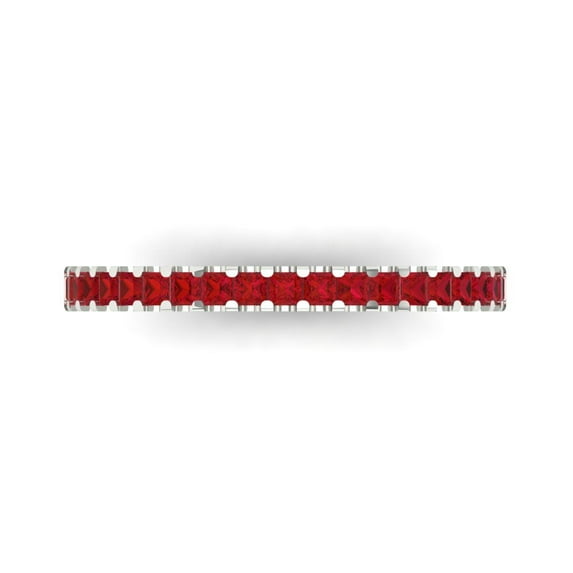 0.285 ctw Wedding Band for Women - 14K White Gold Simulated Pink Tourmaline Stackable Eternity Ring