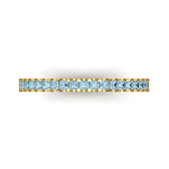0.285 ctw Wedding Band for Women - 14K Yellow Gold Simulated Blue Diamond Stackable Eternity Ring