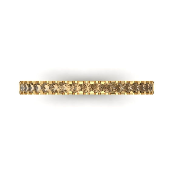 0.285 ctw Wedding Band for Women - 14K Yellow Gold Simulated Champagne Diamond Stackable Eternity Ring