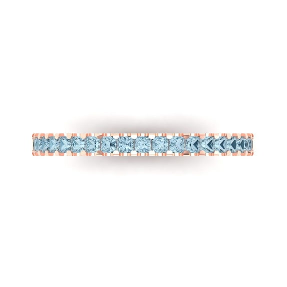 0.285 ctw Wedding Band for Women - 18K Rose Gold Natural Aquamarine Stackable Eternity Ring