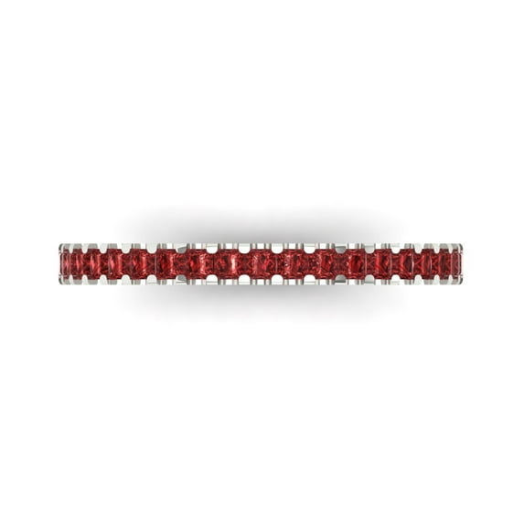 0.285 ctw Wedding Band for Women - 18K White Gold Natural Garnet Stackable Eternity Ring