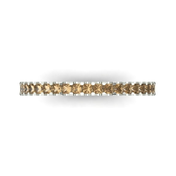 0.285 ctw Wedding Band for Women - 18K White Gold Simulated Champagne Diamond Stackable Eternity Ring