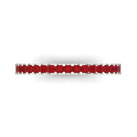 0.285 ctw Wedding Band for Women - 18K White Gold Simulated Ruby Stackable Eternity Ring