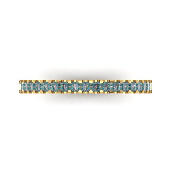 0.285 ctw Wedding Band for Women - 18K Yellow Gold Blue Moissanite Stackable Eternity Ring